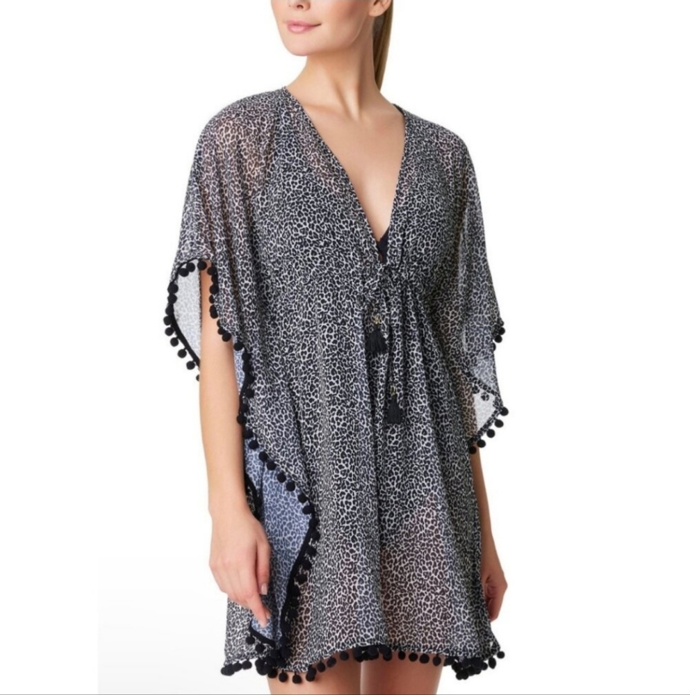 Bleu Rod Beattie Jade Green Swim Coverup with Pom-Pom Trim 1X